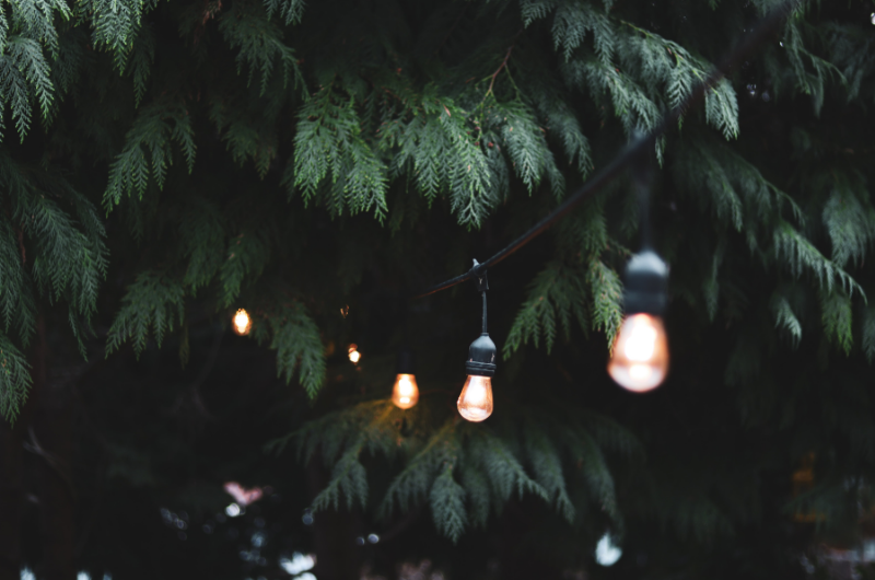 Terrasse jardin illuminée